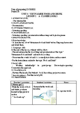 Bài giảng Tiếng Anh Lớp 7 - Unit 5: Vietnamese food and drink - Lesson 2: A closer look 1 - Năm học 2021-2022
