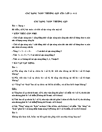 Các dạng toán thường gặp của lớp 3, 4, 5
