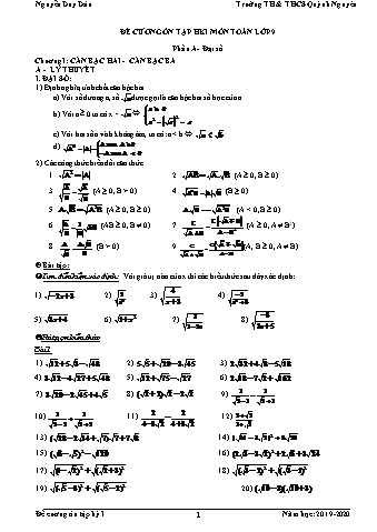 Đề cương ôn tập học kì 1 môn Toán Lớp 9 - Năm học 2019-2020 - Nguyễn Duy Dân