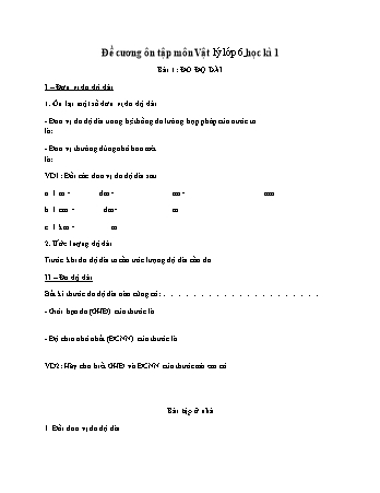 Đề cương ôn tập học kì 1 môn Vật lý Lớp 6