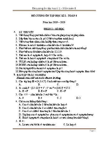 Đề cương ôn tập học kì I môn Toán 6 - Năm học 2019–2020