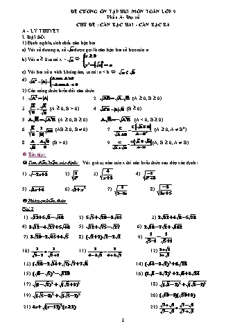 Đề cương ôn tập học kì I môn Toán Lớp 9
