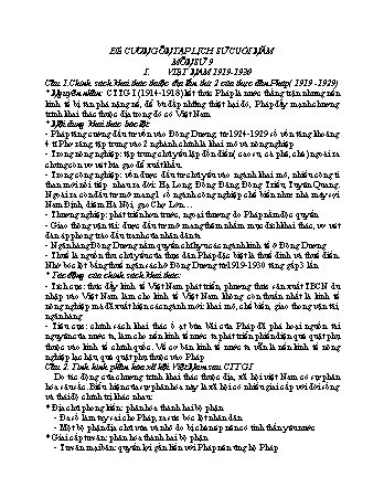 Đề cương ôn tập lịch sử cuối năm môn Lịch sử 9