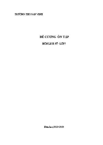 Đề cương ôn tập môn Lịch sử Lớp 7 - Năm học 2019-2020 - Nguyễn Thị Thanh