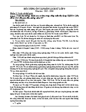 Đề cương ôn tập môn Lịch sử Lớp 9 - Năm học 2015-2016 - Nguyễn Thị Hợp