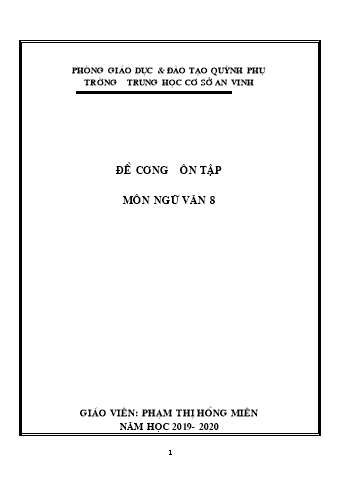 Đề cương ôn tập môn Ngữ văn 8 - Phạm Thị Hồng Miên