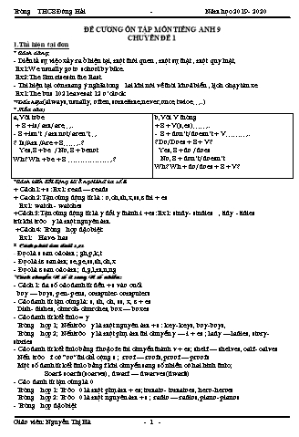 Đề cương ôn tập môn Tiếng Anh 9 - Năm học 2019-2020 - Nguyễn Thị Hà