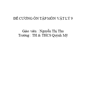 Đề cương ôn tập môn Vật lý 9 - Nguyễn Thị Thu