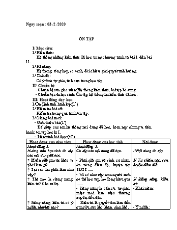 Giáo án Giáo dục công dân Lớp 6 - Bài: Ôn tập - Năm học 2019-2020