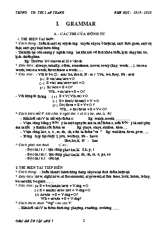Giáo án ôn tập môn Tiếng Anh Lớp 7 - Năm học 2019-2020 - Trường TH-THCS An Thanh