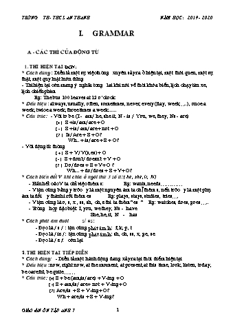 Giáo án ôn tập Tiếng Anh Lớp 7 - Năm học 2019-2020 - Trường TH-THCS An Thanh