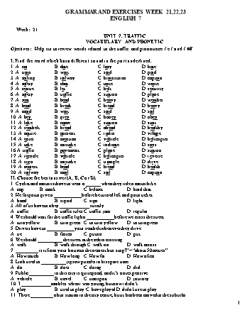 Grammar and exercises week 21, 22, 23 - English 7