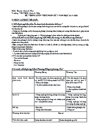 Hệ thống kiến thức môn Lịch sử Lớp 7 - Năm học 2019-2020 - Đặng Thị Bé