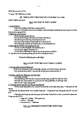 Hệ thống kiến thức môn Sử 6 - Năm học 2019-2020 - Đặng Thị Bé