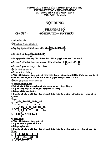 Hệ thống kiến thức môn Toán 7 - Năm học 2019-2020 - Vũ Thị Dinh (Có đáp án)