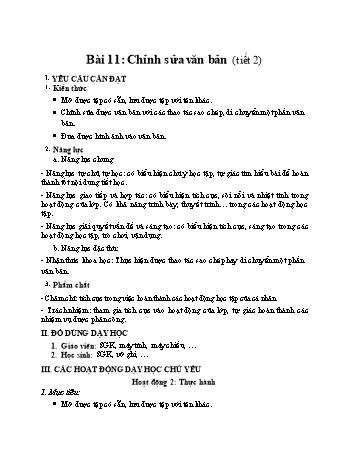 Kế hoạch bài dạy môn Tin học Lớp 4 (Kết nối tri thức với cuộc sống) - Bài 11: Chỉnh sửa văn bản (Tiết 2)