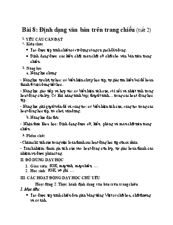 Kế hoạch bài dạy môn Tin học Lớp 4 (Kết nối tri thức với cuộc sống) - Bài 8: Tạo bài trình chiếu (Tiết 2)