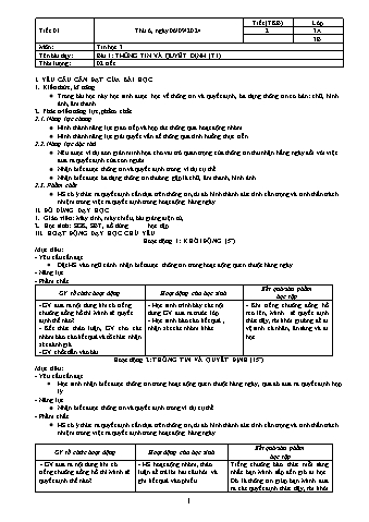 Kế hoạch bài dạy Tin học Lớp 3 (Kết nối tri thức với cuộc sống) - Học kì 1 - Năm học 2024-2025