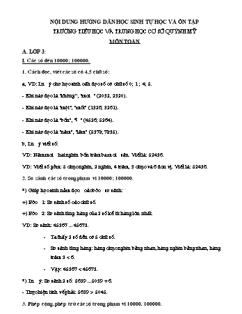 Nội dung hướng dẫn học sinh tự học và ôn tập môn Tiếng Việt cấp Tiểu học - Trường TH&THCS Quỳnh Mỹ
