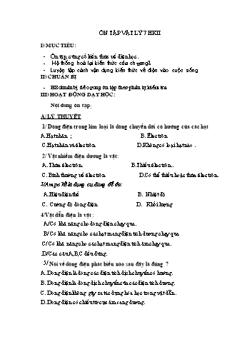 Ôn tập học kì II môn Vật lý 7