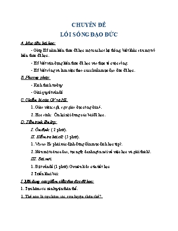 Ôn tập môn Giáo dục công dân Lớp 6 - Chuyên đề: Lối sống đạo đức - Nguyễn thị oanh