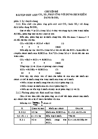 Ôn tập môn Hóa học Lớp 9 - Chuyên đề: Bài tập oxit axit CO₂, SO₂ phản ứng với dung dịch kiềm dạng R(OH)₂ - Nguyễn Thị Thơ