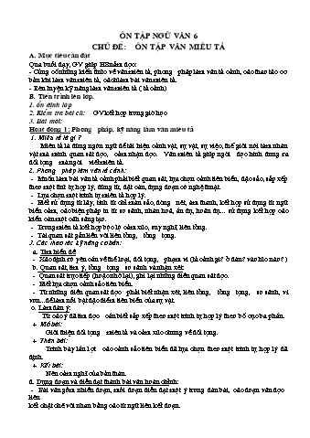 Ôn tập Ngữ văn 6 - Chủ đề: Ôn tập văn miêu tả - Vàng Thị Bằng