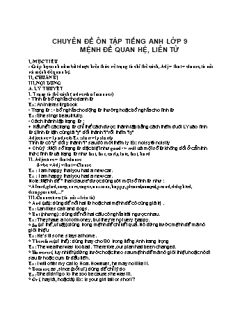 Ôn tập Tiếng Anh Lớp 9 - Chuyên đề: Mệnh đề quan hệ, liên từ