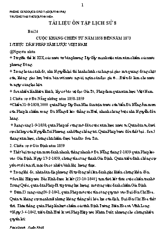Tài liệu ôn tập Lịch sử 8 - Bài 24, 25 - Trường TH& THCS Quỳnh Hoa