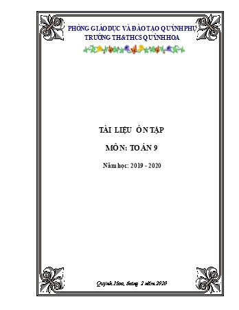 Tài liệu ôn tập môn Toán 9 - Năm học 2019-2020 - Phạm Quang Lãm