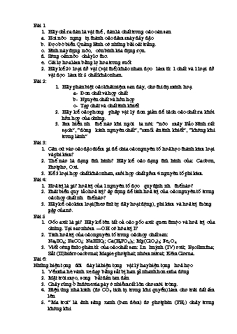 200 Câu hỏi ôn tập môn Hóa học Lớp 8