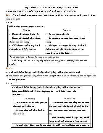 30 Câu hỏi môn Sinh học Lớp 7 nâng cao
