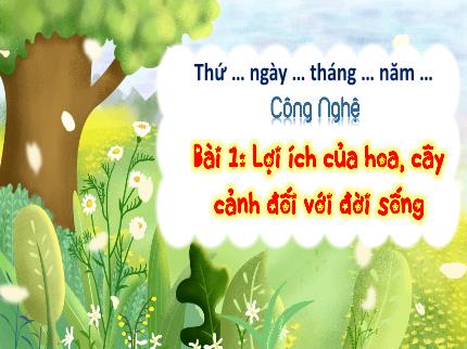 Bài giảng Công nghệ 3 Sách Kết nối tri thức - Bài 1: Lợi ích của hoa, cây cảnh đối với đời sống - Nguyễn Thị Hải Yến