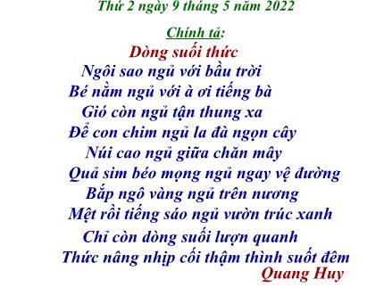 Bài giảng Tiếng Việt 3 (Chính tả) - Bài: Dòng suối thức - Năm học 2021-2022 - Nguyễn Thị Kim Dung