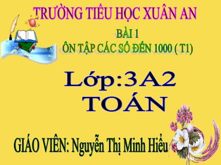 Bài giảng Toán 3 - Bài 1: Ôn tập các số đến 1000 (Tiết 1) - Nguyễn Thị Minh Hiểu
