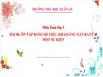 Bài giảng Toán 3 - Bài 80: Ôn tập bảng số liệu, khả năng xảy ra của một sự kiện - Trần Thị Hằng
