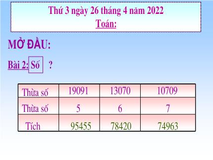 Bài giảng Toán 3 - Bài: Luyện tập (Trang 162) - Năm học 2021-2022 - Nguyễn Thị Thảo
