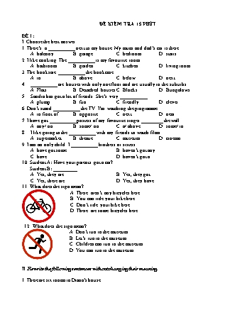 Bộ đề kiểm tra môn Tiếng Anh 15 phút và 45 phút Lớp 6 (Có đáp án)