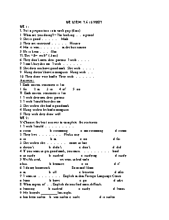 Bộ đề kiểm tra môn Tiếng Anh 15 phút và 45 phút Lớp 9 (Có đáp án)