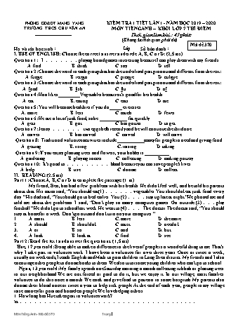 Đề kiểm tra 45 phút môn Tiếng Anh 7 lần 1 năm học 2019-2020 - Trường THCS Chu Văn An (Có đáp án + Ma trận)