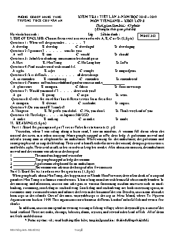 Đề kiểm tra 45 phút môn Tiếng Anh Lớp 8 lần 3 năm học 2018-2019 - Trường THCS Chu Văn An (Có đáp án + Ma trận)