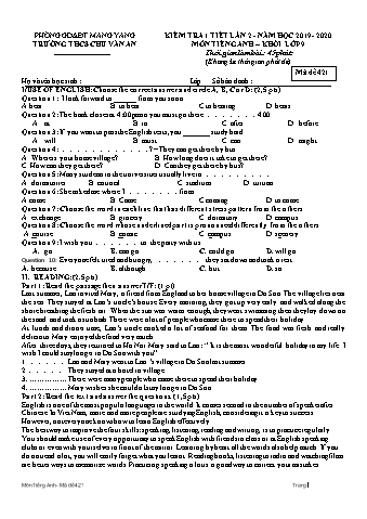 Đề kiểm tra 45 phút môn Tiếng Anh Lớp 9 lần 2 năm học 2019-2020 - Trường THCS Chu Văn An (Có đáp án + Ma trận)