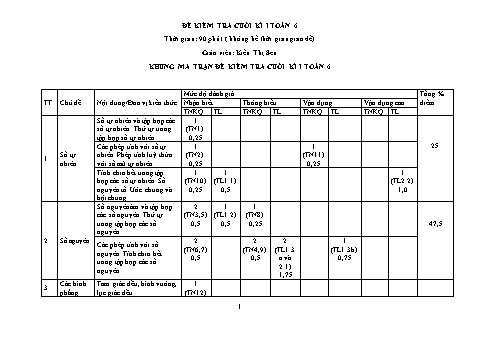 Đề kiểm tra cuối học kì I năm học 2023-2024 môn Toán Lớp 6 - Trường THCS Long Mai (Có đáp án + Ma trận)