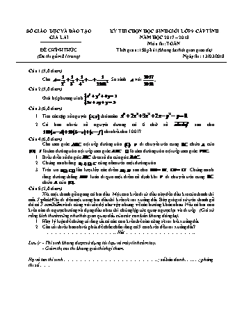 Đề thi chọn học sinh giỏi cấp Tỉnh môn Toán 9 năm học 2017-2018 (Có đáp án)
