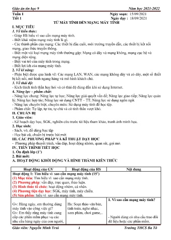 Giáo án Tin học 9 - Tuần 1 đến 17 - Năm học 2021-2022 - Nguyễn Minh Trai