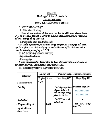 Kế hoạch bài dạy Khối 3 - Tuần 35 - Năm học 2022-2023 - Nguyễn Thị Hảo