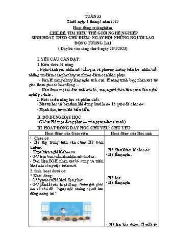 Kế hoạch bài dạy Lớp 3 - Tuần 33 - Năm học 2022-2023 - Nguyễn Thị Hải Yến
