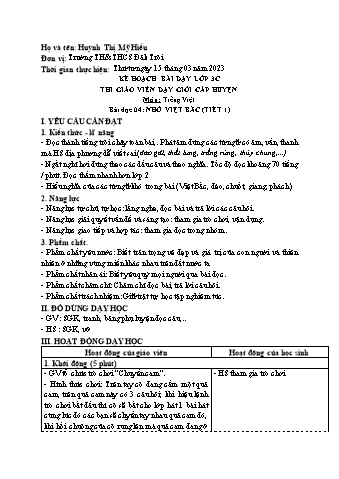 Kế hoạch bài dạy môn Tiếng Việt lớp 3 (Thi giáo viên dạy giỏi cấp Huyện) - Năm học 2022-2023 - Huỳnh Thị Mỹ Hiếu