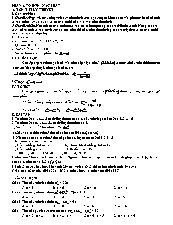 Kế hoạch bài dạy Toán 11 - Chương II: Tổ hợp, xác suất