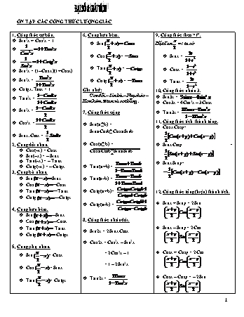 Kế hoạch bài dạy Toán 11 (Đại số & Giải tích) - Lượng giác